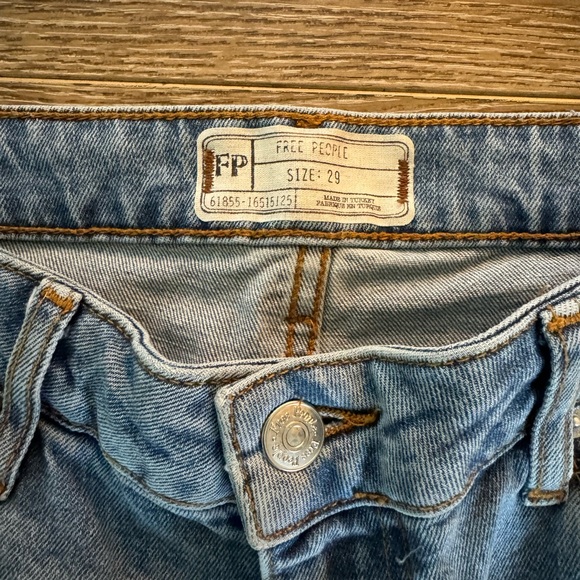 Free People Floral Embroidered Blue Jeans - Picture 6 of 8